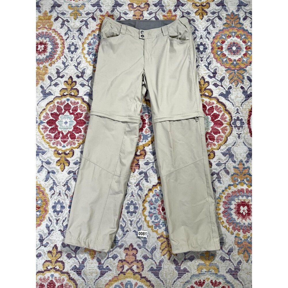 Columbia Pants Womens Convertible Hiking Sz 12 Khaki Zip Solid Water Resistant